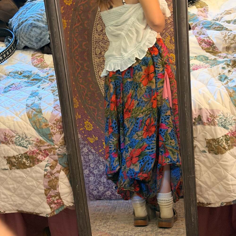 Floral Leopard Print Draped Harem Skirt Size XL - Picture 7 of 7